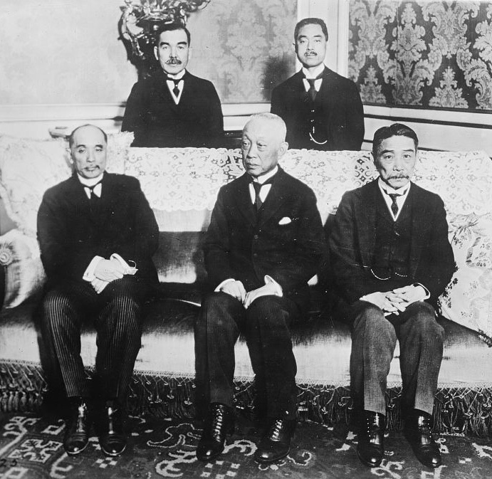 Japanese peace delegates in 1919 with Makino Nobuaki