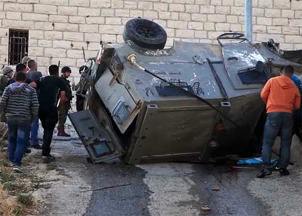 The IDF Jeep that, on 14 June 2015, rolled over crushing Abdulla and leading to his death three hours later, the IDF having denied him medical attention that could have saved his life.