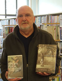 Councillor Jim Bolan in Dumbarton Library (where it's believed they burn books)!