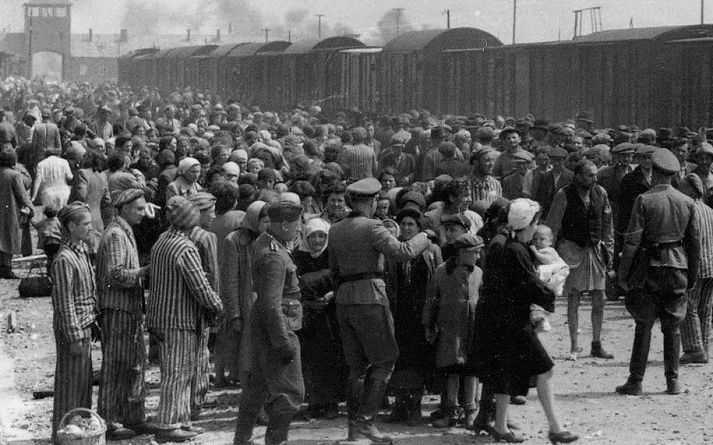 Hungarian Jews arriving at Auschwitz
