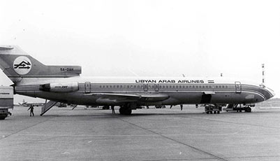 The Lybian Airlines Boeing 727 that was later shot down by Israeli fighter jets