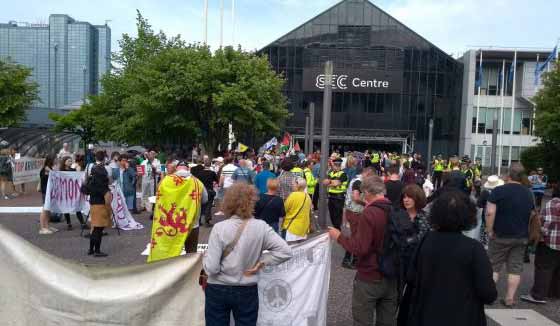 CAAT and Scottish PSC protest at Glasgow Arms Fair