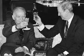 US Secretary of State, James Baker (right) and Israeli PM, Yitzhak Shamir