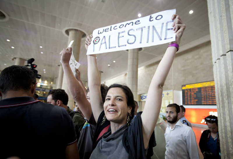 Israeli supporters welcome the effort to open up Palestinian communities to visitors and are immediately arrested welcome palestine