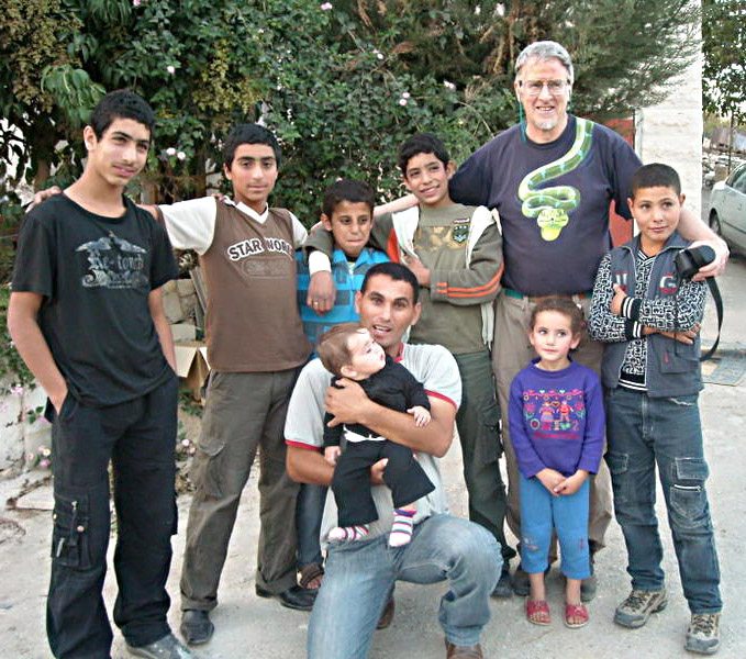 Yoused, left, and friends with Phil Chetwynd