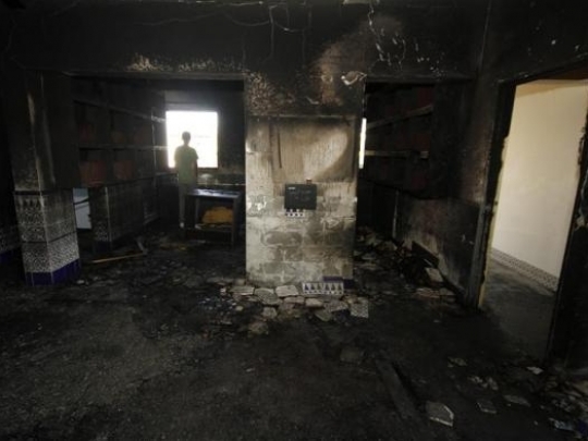 Another mosque fire-bombed by settlers, this one near Safed in Northern Israel