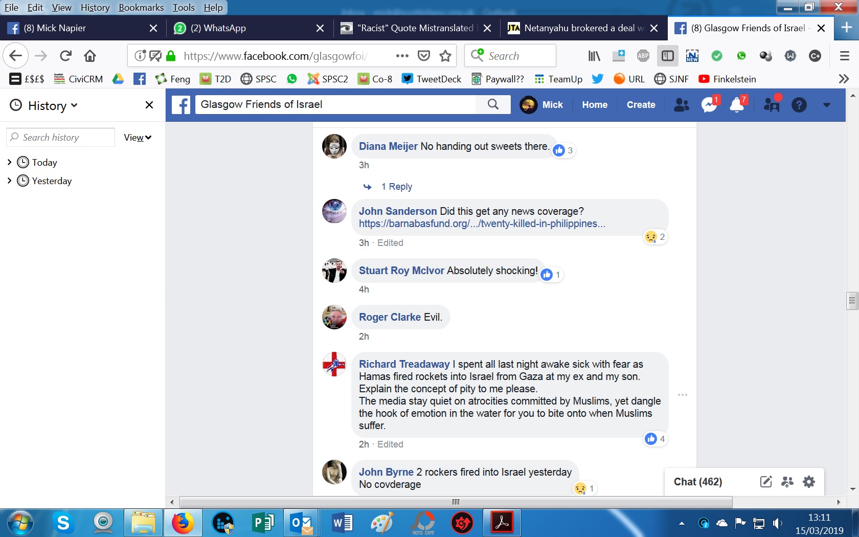 Glasgow Friends of Israel discuss the massacre fo 50 Muslims in New Zealand the day before GFoI15032019a
