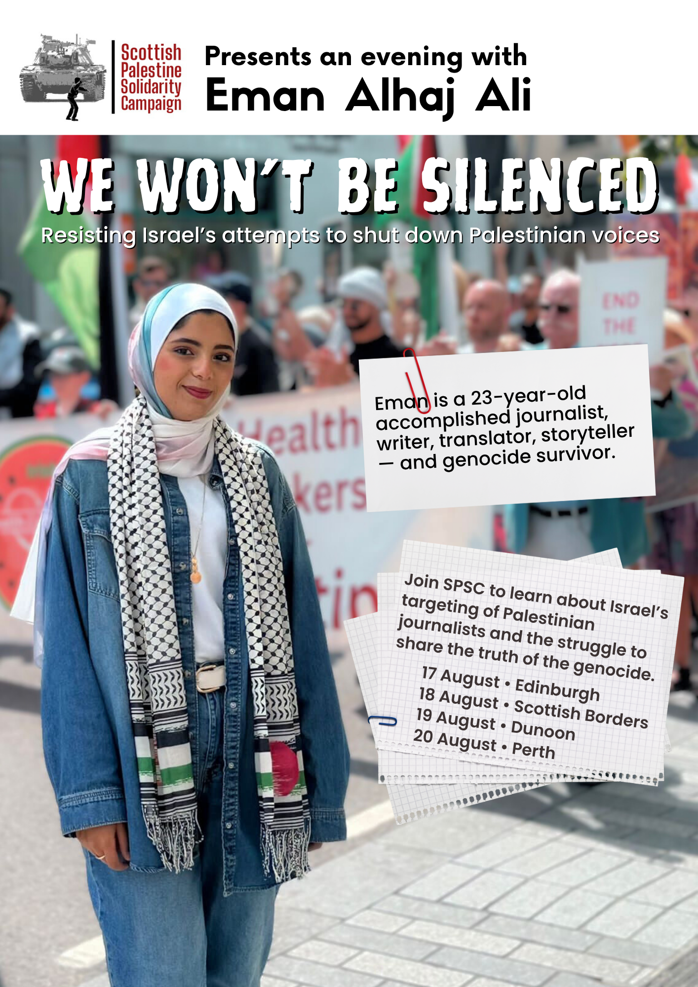 Galashiels: Eman Alhaj Ali Tour – We Wont be Silenced