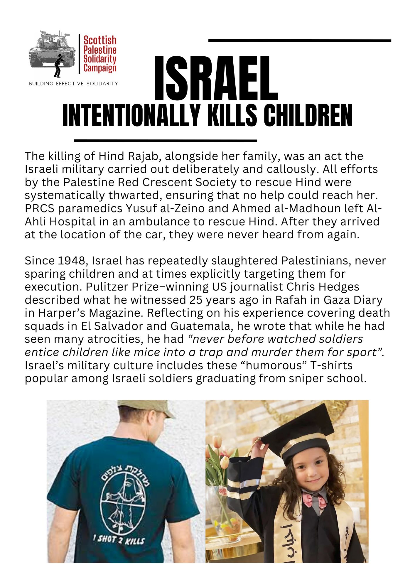 Leaflet: Israel Intentionally Kills Children