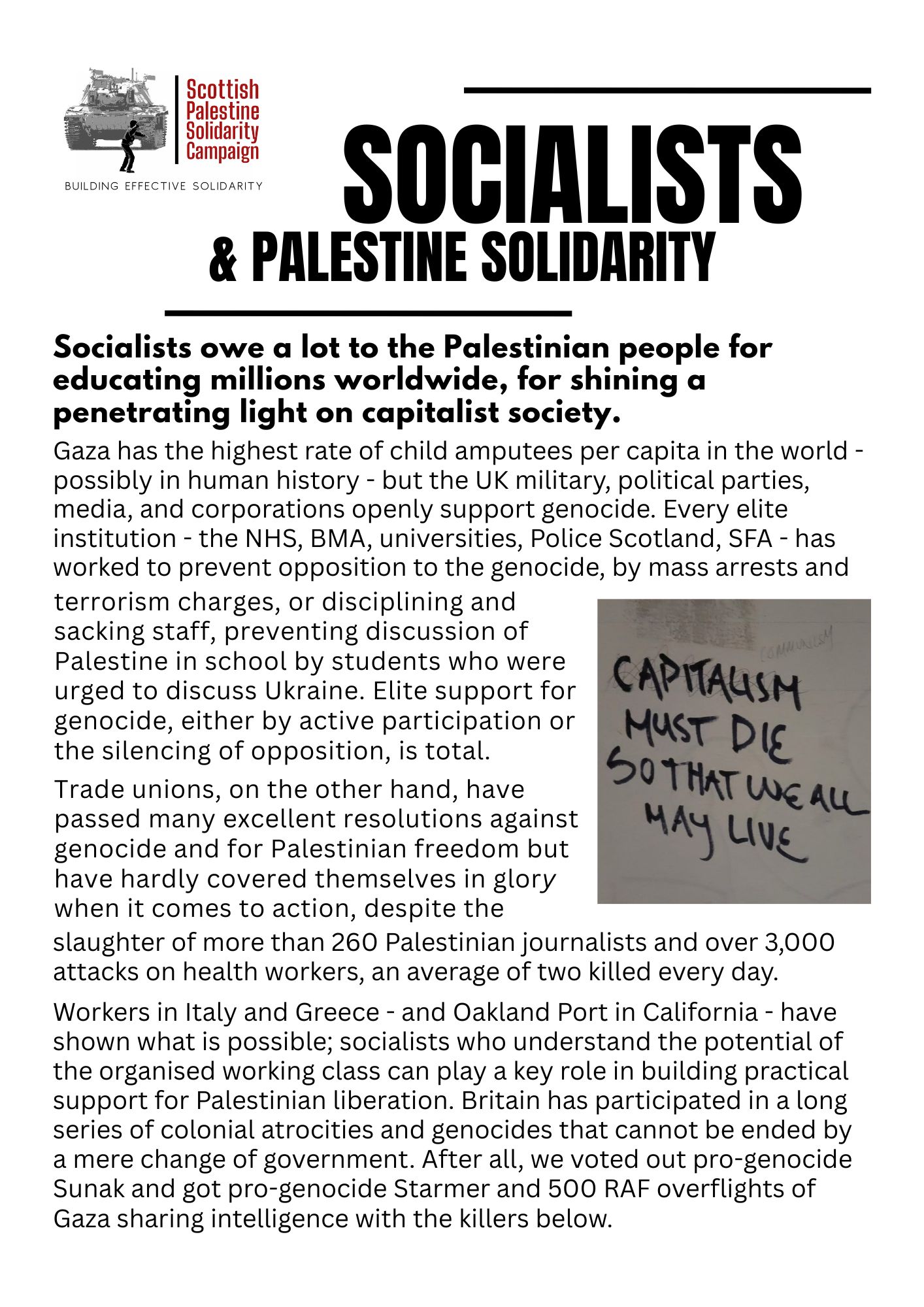 Leaflet: Socialists & Palestine Solidarity